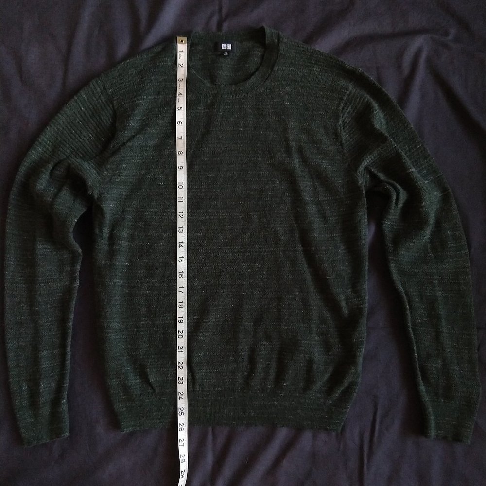 Uniqlo Green Slub Lambswool Knit Sweater (Small)